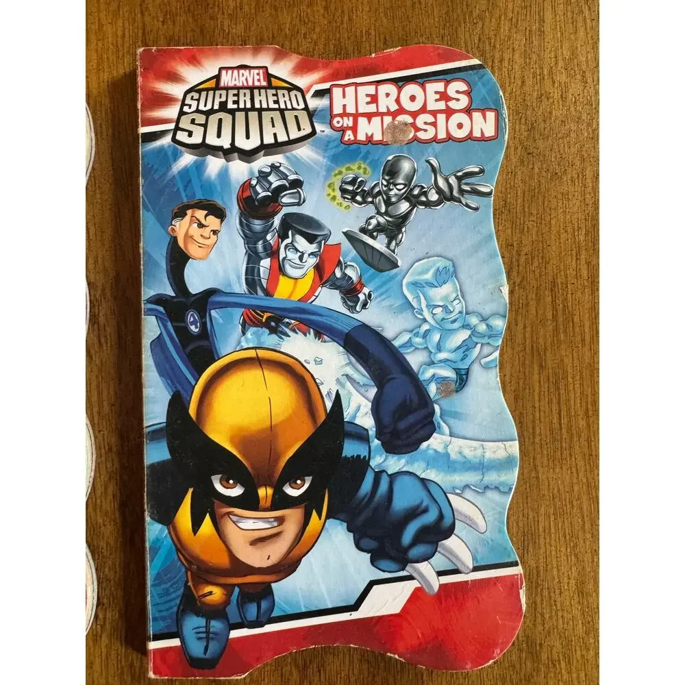 Marvel Super Hero Squad Shaped Book Lot 2 Spider-Man Wolverine Bendon 2011